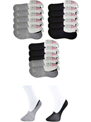 Toyigoo Siyah ve Gri Kadın Babet Çorap 15 Çift TYG-84037RS
