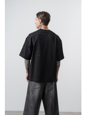 Respire Erkek Minimalism Series Nakışlı Oversized T-Shirt Siyah