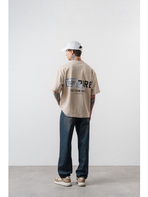 Erkek Respire x Itsbyzey Baskılı Oversize T-Shirt Bej