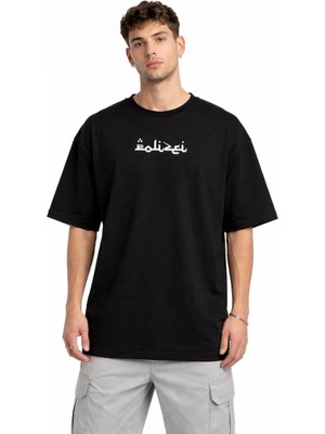 Alfanora Erkek Bisiklet Yaka Baskılı Kısa Kollu Tişört Streetwear Günlük Basic Pamuklu T-Shirt - Siyah