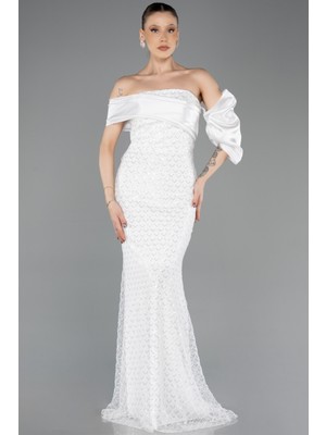 Abiyefon Omuz Dekolteli Uzun Pullu Balık Abiye ABU5529