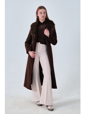 Feminist Kahve Seyyar Kürklü Astarlı Kaşe Kaban 0108070.05