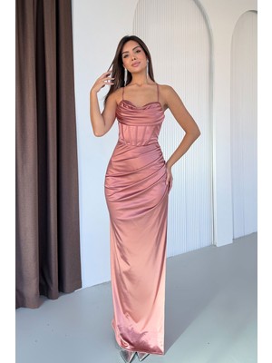 Feminist Pudra Sırtı Bağlamalı Yırtmaçlı Abiye 4522018.79