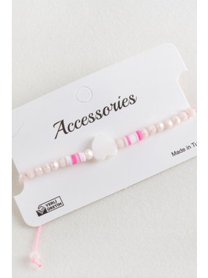 İlk El Grup Ieg™ Kalp Sedef Kristal Makrome Ip Bileklik