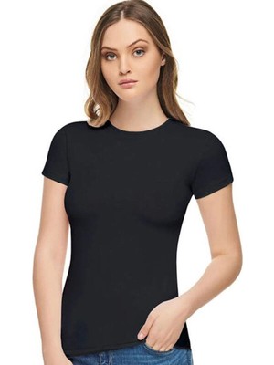 Elit Kadın Siyah Pamuklu Elastan Body 2 Li-Siyah-Siyah