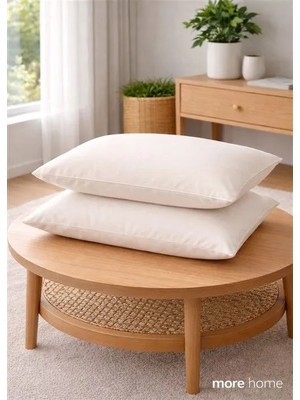 More Home Kapaklı Yastık Kılıfı (2 Adet) 50 x 70  cm Krem