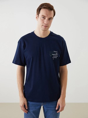 Lc Waikiki Yeni Sezon Bisiklet Yaka Nakışlı Erkek Tişört