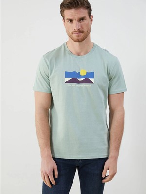 Lc Waikiki Yeni Sezon Bisiklet Yaka Baskılı Penye Erkek Tişört