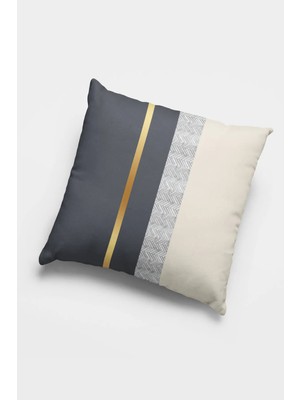 Gri Gold Çizgili Çift Taraflı Yastık Kırlent KILIFISHKRL980