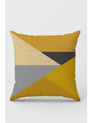 Hardal Rengi Asimetrik Desen Yastık Kırlent Kılıfı SHKRL1121