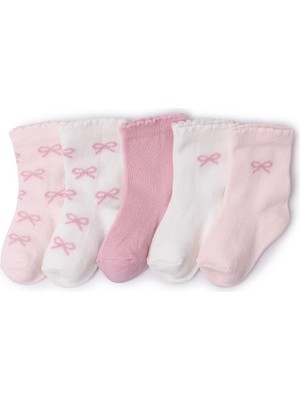 Hellobaby Kız Bebek 5li Soket Çorap Fiyonk Baskılı