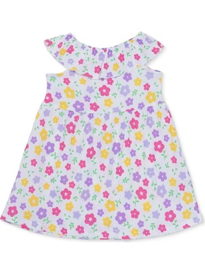 Hellobaby Kız Bebek Elbise Çiçek Baskılı Fırfırlı Yaka Atlet