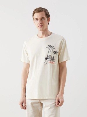 Lc Waikiki Yeni Sezon Bisiklet Yaka Kısa Kollu Baskılı Penye Erkek Tişört