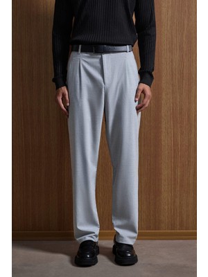 Erkek Baggy Fit Kumaş Pantolon Gri