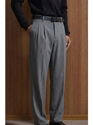 Erkek Baggy Fit Kumaş Pantolon Antrasit