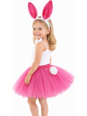 İntora Fuşya Tavşan Kostüm Seti Kız Çocuk – Tütü Etekli 4 Parça