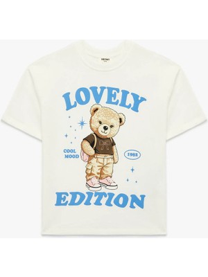 Koton Ayıcık Baskılı Ekru Kız Çocuk T-Shirt 6SKG10410AK