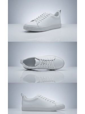 Growish GR0476 Hakiki Deri Beyaz Renk Beyaz Kauçuk Taban Günlük Sneaker Ayakkabı