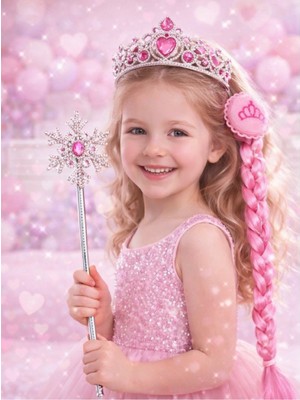 Bkmc Party Prıncess Dream Taç & Asa Aksesuar Seti Saçlı Kartanesi Prensesi Taç Asa Seti