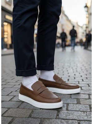 Baybonza BA0580 Bağcıksız Kuşaklı Yüksek Taban Taba Cilt Erkek Ayakkabı