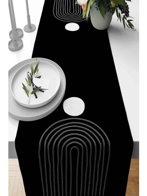 Siyah Renk Temalı Premium  Tasarımlı Masa Örtüsü Runner SHRNR368