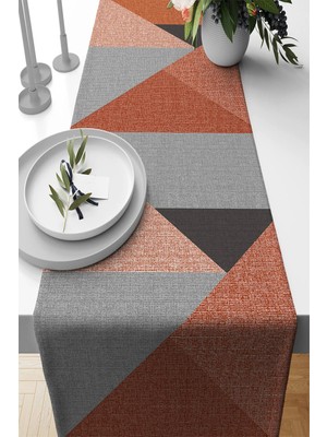 Tarçın Geometrik Tasarımlı Premium Masa Örtüsü Runner SHRNR607