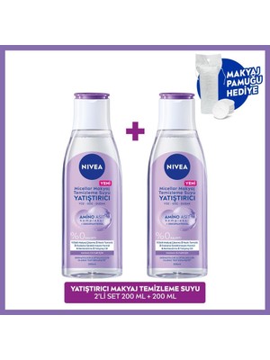 Nivea Yatıştırıcı Micellar Makyaj Temizleme Suyu 200ML, Yüz Göz Dudak, Hassas Cilt, Pamuk Hediye, X2ADET
