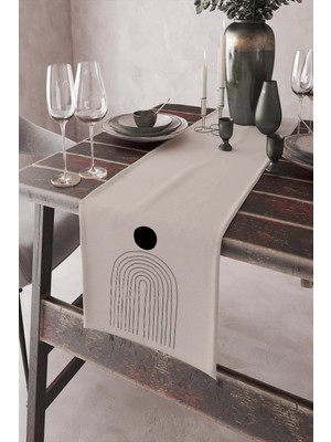 Bej Renk Modern Tasarımlı Premium Masa Örtüsü Runner SHRNR039