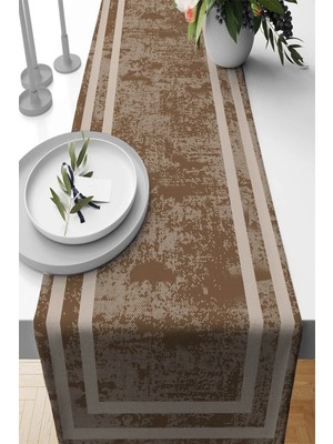 Vizon Renk Çerçeveli  Premium Masa Örtüsü Runner SHRNR519