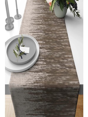 Bej Deri Görünümlü Premium Masa Örtüsü Runner SHRNR348