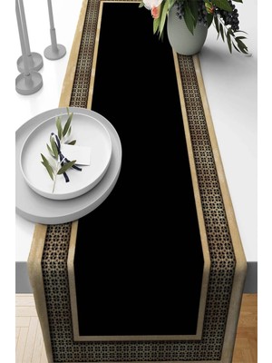 Gold Çerçeveli Dizayn Premium Masa Örtüsü Runner SHRNR395