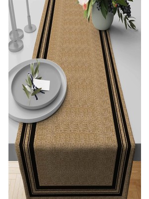Bej Hasır Görünümlü Premium Masa Örtüsü Runner SHRNR190