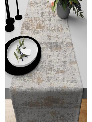 Bej Vintage Tasarımlı Premium Masa Örtüsü Runner SHRNR128