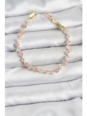 Store Mania Ieg™ Kare Zirkon Taşlı Gold Renk Kadın Bileklik