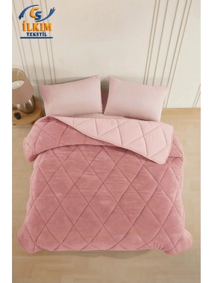 Çift Kişilik Çift Taraflı 195X215 Lüx Welsoft Yorgan Pudra.