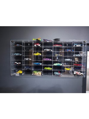 Masterpol Siyah 1/64 Ölçekli Kapaklı 49LU Koleksiyon Araba Rafı Araç Standı Die Cast Model Pleksi Akrilik