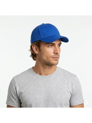 Maviş Tuhafiye Logosuz Saks Mavi Modern Spor Şapka Erkek/Kadın