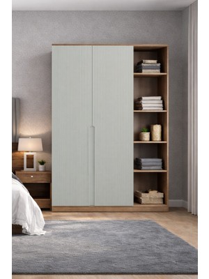 Mobilique Nova No.1 Iki Kapaklı 6raflı Gardırop Çam-Vizon