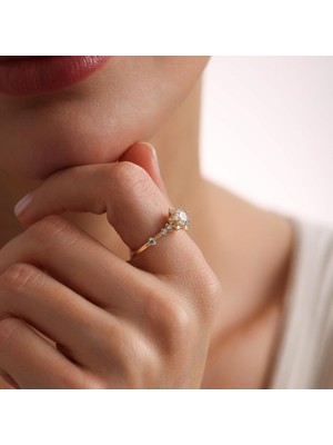 Sembol Gold 14 Ayar Altın Lotus Tektaş Yüzük