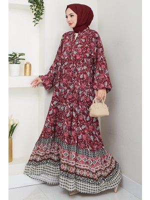 inStyle Çiçek Patlı Fuşya Viskon Elbise