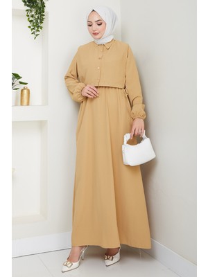 inStyle Bolerolu Bağlamalı Camel Elbise