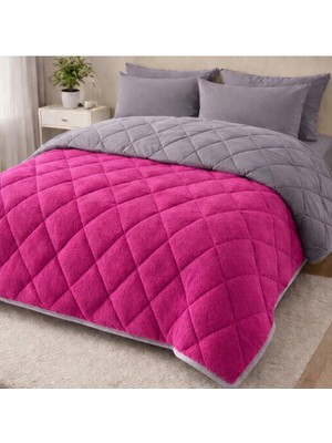 Pamuklu Lüks Çift Taraflı Çift Kişilik Yorgan | Pembe 195X215CM