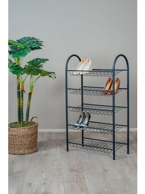 Evle 5 Katlı Metal Ayakkabılık, Geniş Kapasiteli Tel Raf Ayakkabı Düzenleyici, Düzenleyici Raf