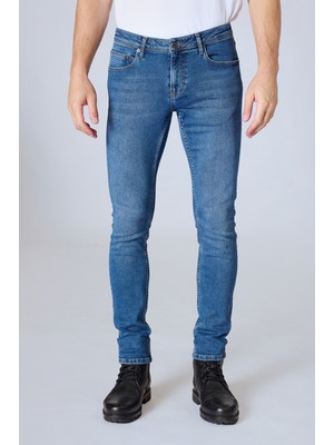 Twister Panama x 813-02 Middle Blue Likralı Dar Kesim Erkek Kot Pantolon Mavi