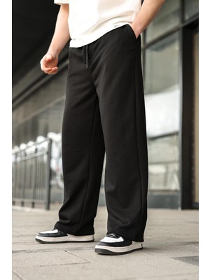 Madmext Siyah Rahat Kesim Bol Paça Erkek Eşofman Altı E6589