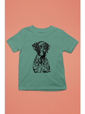 Darkhane Alman Shorthair - Köpek Baskılı Unisex Su Yeşili Çocuk Tişört - T-Shirt CT001