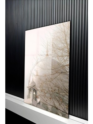 KutuTR Islami Mimari Detaylı Mescid-I Nebevi Şemsiyesi Temperli Cam Tablo 50X70 cm 2d Uv Baskı - YCT496