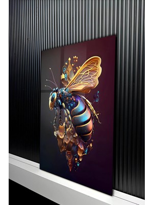 KutuTR Sanatsal ve Canlı Renkli Arı Temperli Cam Tablo 50X70 cm 2d Uv Baskı - YCT460