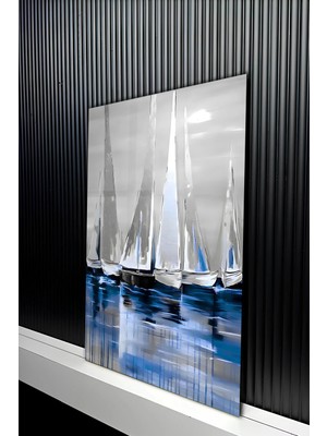 KutuTR Sanatsal Yelkenli ve Deniz Temalı Temperli Cam Tablo 50X70 cm 2d Uv Baskı - YCT454