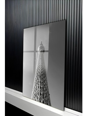 KutuTR Modern Radyo Kulesi ve Gökyüzü Temalı Temperli Cam Tablo 50X70 cm 2d Uv Baskı - YCT489